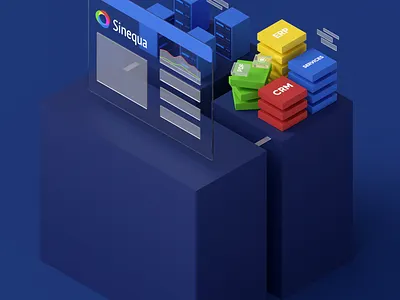 Sinequa Illustrations 3d ai branding data illustration isometric landing product search visualization web