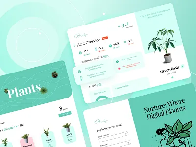Biorific 🌿 Real-Time Plant Monitoring analytics charts dashboard design garden green minimal modern plant app plant illustration plant monitoring plants product design protopie real time ui ux web web design