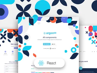 Argon Design System PRO React avatar bootstrap 4 buttons contact design design system example gradient illustration input landing page navbar pattern profile page react reactjs responsive web design