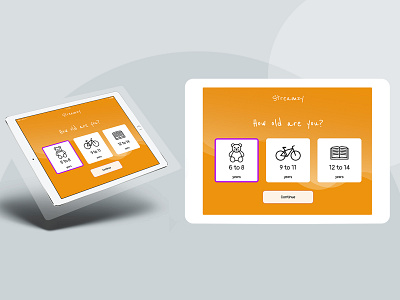Onbording screen for tablet device app branding children design onboarding onboarding ui responsive design streaming tablet ui ux