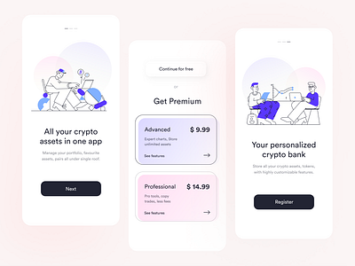 Crypto Bank - App UI app app design application bank clean crypto crypto currency cryptocurrency himanshu phanda illustrations minimal mobile mobile ui money payment payments product product design ui ux