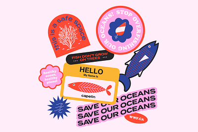 Save Our Oceans badge illustration ocean ocean life preservation sticker design