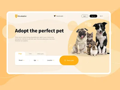 Pet adoption adoption corporate design corporate website design landing landing page pet pets search ui