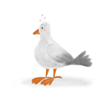 Cute light Gray Cartoon Seagull animal animal character bird bird illustration character character design childhood childish cute illustration kids pet seagull