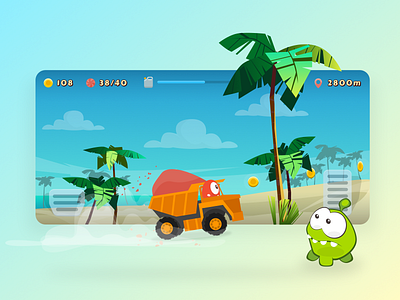 Om Nom Racing game character game design game ui illustration mobile game design mobile game ui racing game ui design