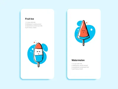 Ice Cream Recipes app design doodle flat icecream icon illustration illustrator logo man minimal mobile ui onboarding screen recipe app typography ui ux vector webdesign