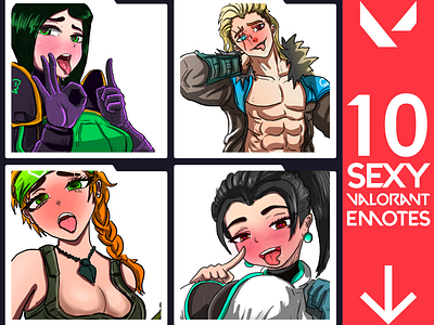 10 Sexy Valorant Agents Emotes Pack for Twitch streamer emote twitch twitch badges twitch emote valorant valorant emote