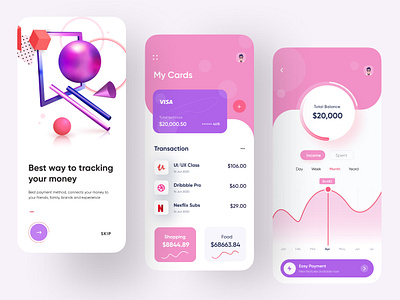 Finance App | Mobile Bank 2020 trend 3d ilustration app design banking banking app clean colorful finance finance app financial ios app design mobile banking money transfer online banking rakib ui ux visual design wallet wallet app