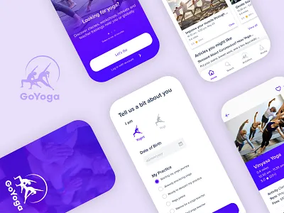 GoYoga app clean colors design iconography mobile ui ux