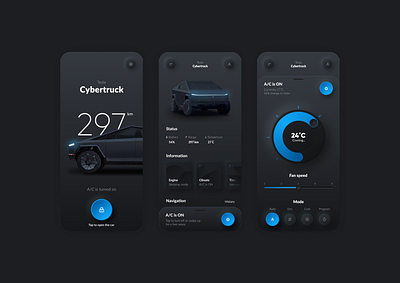Tesla App app design interface minimal mobile ui ux vector