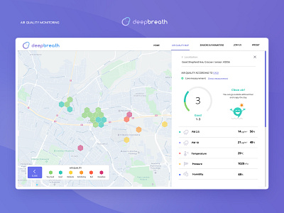 deepbreath app design dashboad design map ui ux webdesign