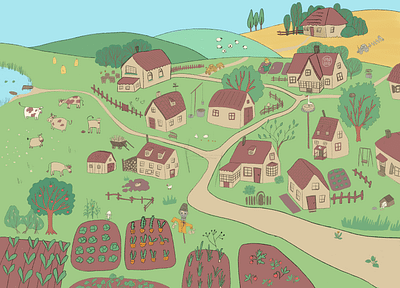 The village book illustration comic cute art digital illustration digital illustrations fairytale funny illustration illustration picture book procreate