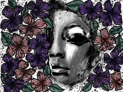 Faces with flowers digital art digital painting face face illustration fashion illustration flower illustration graphic design graphics hibiscus illustration illustration art procreate art procreate brushes