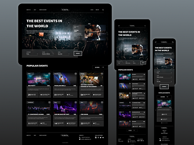 Adaptive landing page for selling tickets for events adoption card corporate design design events ipad iphone landing page search selling tickets ui