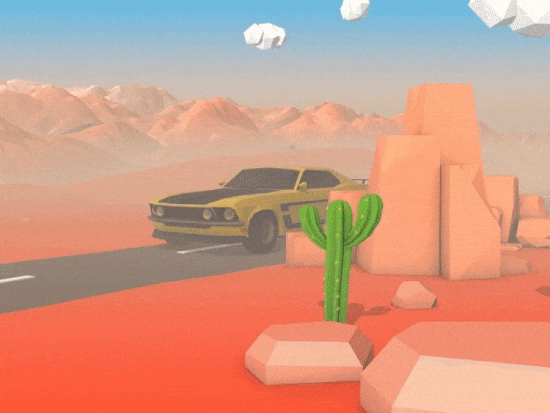 Desert Time 3danimation animated animatedgif animation c4d cinema4d desert loop motion design motion graphic mustang