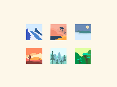 landscape design beach branding desert design digital painting flat design flat illustration forest illustration landscape landscapes logo procreate snowberg ui