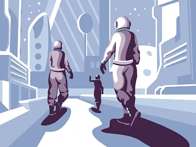 Universe cartoon character colorful cosmonaut cosmos design flat illustration illustrator minimal modern space universe vector