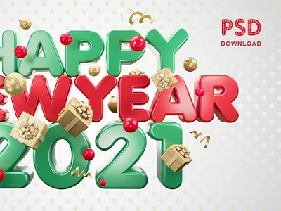 Happy New Year 2021 Vol.2 3d christmas gift happy illustration new year red santa surprise