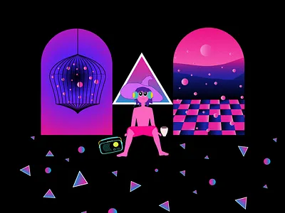 Midnight Gospel Inspired design flat illustration minimal vector