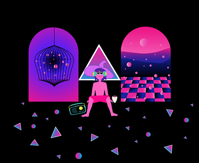 Midnight Gospel Inspired design flat illustration minimal vector