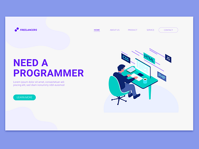 programmers web ui attractive home page clean design flat hero ending page hero image illustration ui vector webdesign website design