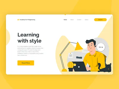 Educational Institute Landing Page Idea clean computer educational illustration institute institution landing page design landingpage minimal simple ui web webdesign