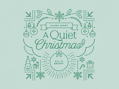 A Quiet Christmas christmas gift holly illustration lineart lines ornaments series series art snowflake tree typography