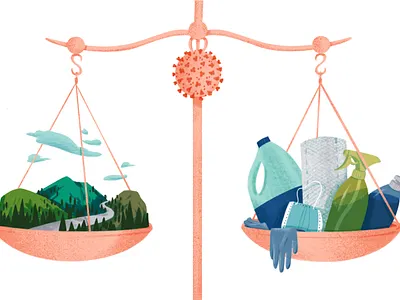 SF Gate Covid Pros & Cons america climatechange digital illustration editorial editorial illustration environment wellness