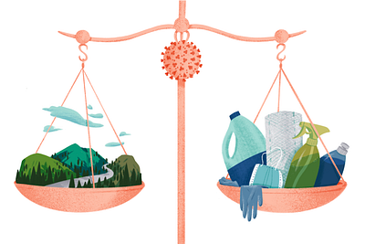 SF Gate Covid Pros & Cons america climatechange digital illustration editorial editorial illustration environment wellness