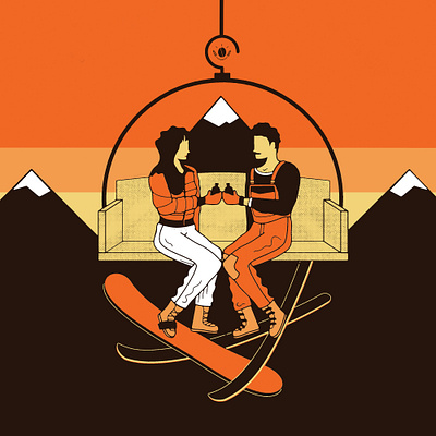 Cold Brew Cocktail Posters | DBL BLK - It's A Lift advertising branding character cocktail coffee denver design drawing illustration illustrator mountains photoshop retro ski vector