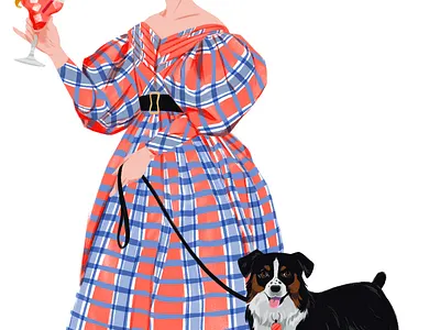 Abby Cox cocktail dog fashion illustration historical costume portrait portrait illustration