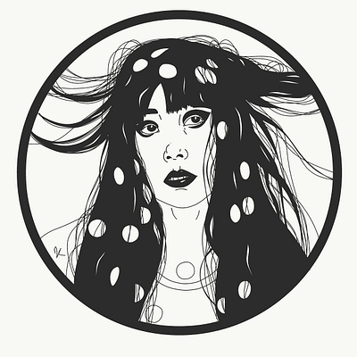 Yayoi adobe adobe illustrator blackandwhite design dot illustration kusama portrait illustration woman illustration women empowerment yayoi