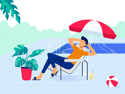 Vacation time app character design flat illustration illustrator minimal ui ux vector webillustration