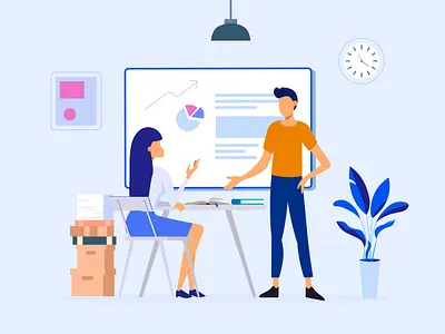 Meeting art branding character design flat girl illustration minimal vector web webillustration