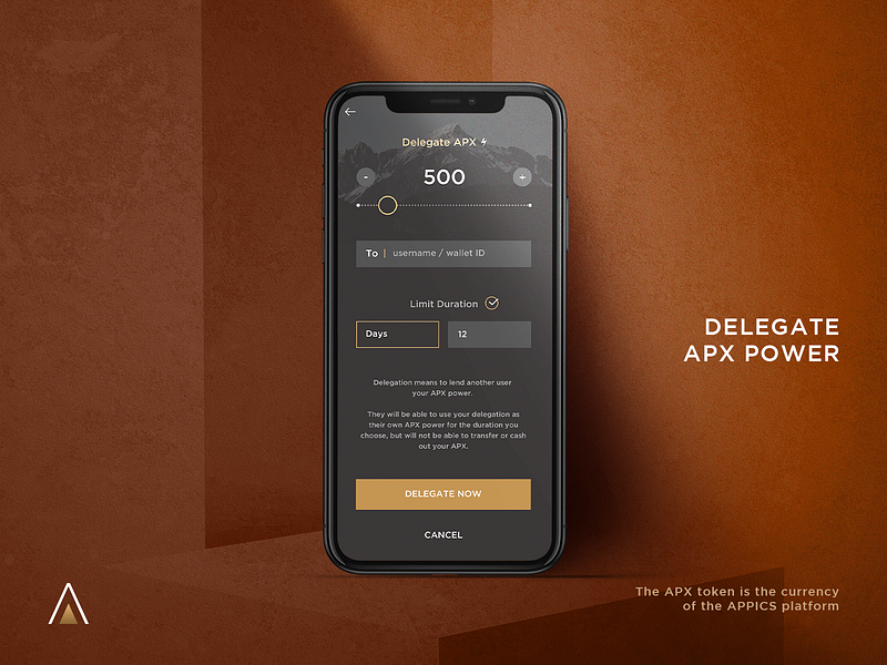 APX Power Delegation app blockchain crypto cryptocurrency decentralized eos screen design ui ui design wallet