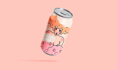 Peach Soda design branding can can design character design girl illustration packaging design peach peaches soda