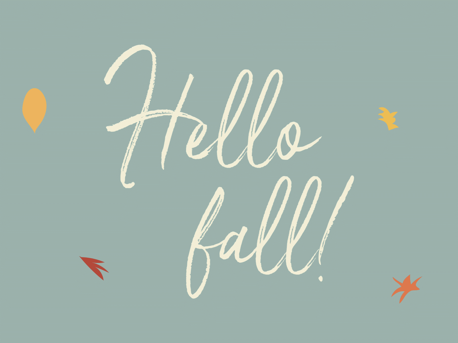 Hello Fall animate animated animation autumn blue brush changing colors fall green illustration leaf leaves script swirl yellow