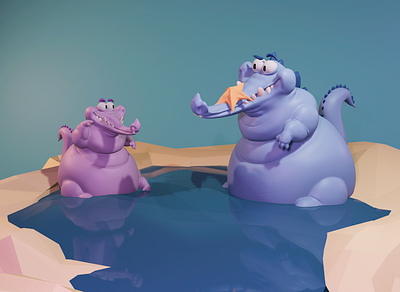 "Hey, you have a star in your face" 3d art animals blender blender3d blender3dart cartoon crocodile