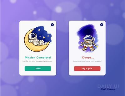 Daily UI - flash message app design astronaut dailyui failed flash message illustration popup success