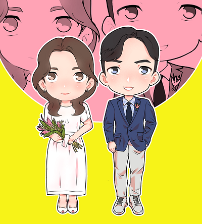Tiny Style | Couple Goals caricature cartoon chibi art chibi style couple couple illustration flower gift wedding