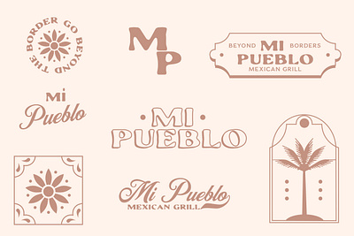 Mi Pueblo Brand Identity: Part II branding clean design floral illustration logo mexican restaurant palm tree restaurant branding restaurant logo southwest tile vintage