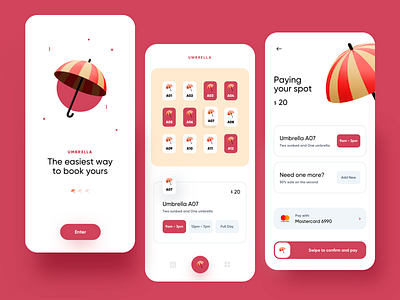 Umbrella app booking color creative dashboard design dribbble illustration ios minimal onboarding pay payment renting ui ux