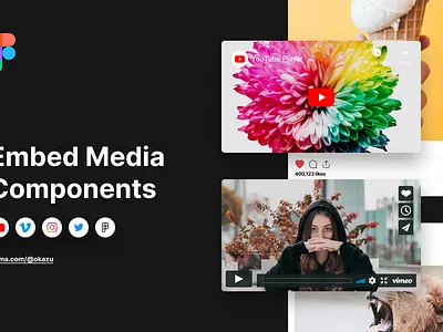 Embed Media Components app components embed figma figmadesign icon logo media platform tool