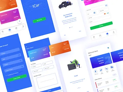 ICar Insurance App app car design insurance app mobile app mobile app design product product design uidesign ux design