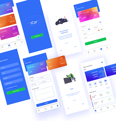 ICar Insurance App app car design insurance app mobile app mobile app design product product design uidesign ux design