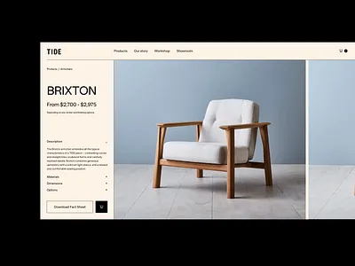 TIDE Concept Product Page 💛 animation design ecommerce ecommerce design ecommerce shop furniture modern shop product page product page design shop shop design shopify shopify store store design ui ux webdesign
