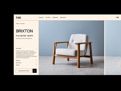 TIDE Concept Product Page 💛 animation design ecommerce ecommerce design ecommerce shop furniture modern shop product page product page design shop shop design shopify shopify store store design ui ux webdesign