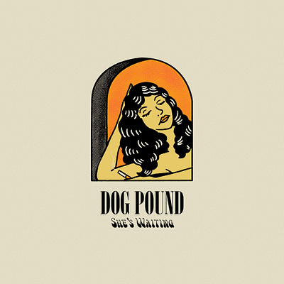 She's waiting Album Art cigarette design girl graphic design illustration lettering texture typography window