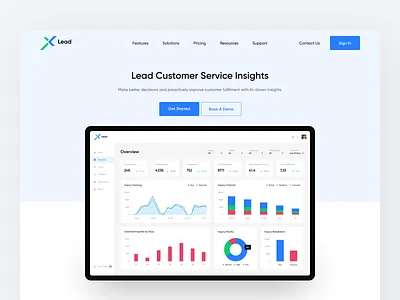 Lead Customer Service Insights | Landing Page app apps clean dashboard design dashboard ui design landing landing page landing page design landingpage minimal ui ux web web app web design webdesign website website concept website design