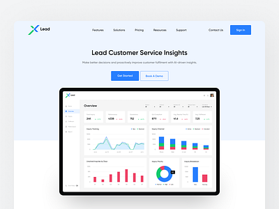 Lead Customer Service Insights | Landing Page app apps clean dashboard design dashboard ui design landing landing page landing page design landingpage minimal ui ux web web app web design webdesign website website concept website design